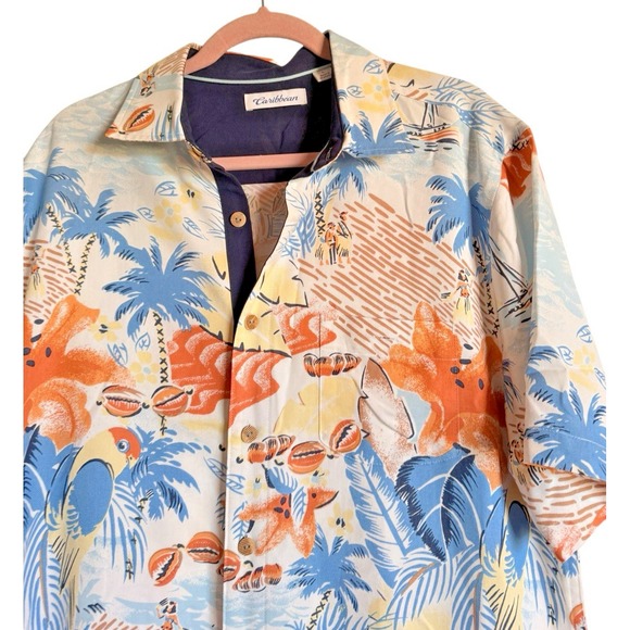 Caribbean Other - Caribbean Sz L Tropical Print Hawaiin Button Down Shirt Vacation Beach